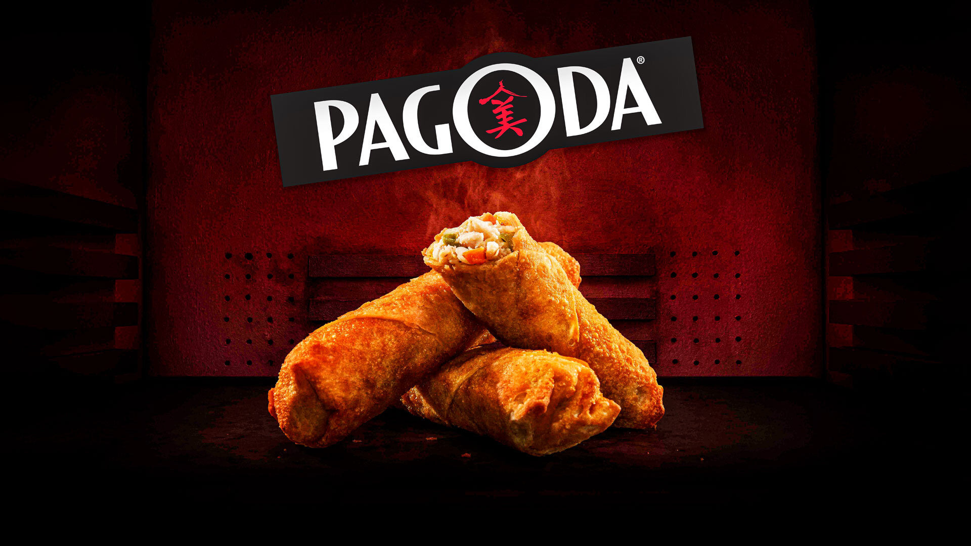 Version1 has announced a partnership with Pagoda Snacks. This is an image of Pagoda egg rolls underneath text that says "PAGODA"