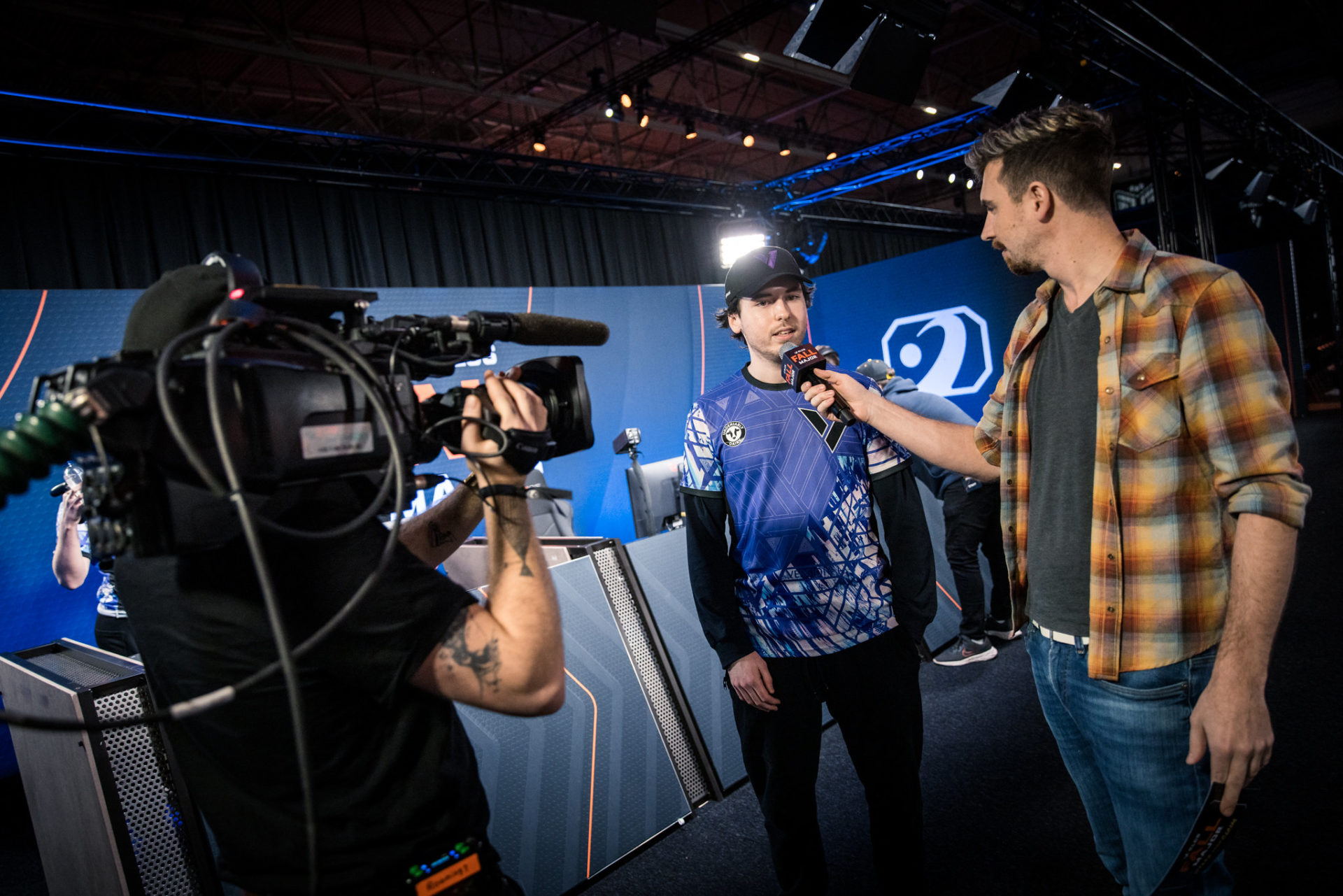 Torment being interviewed after Version1 Rocket League's match against Team PWR at the RLCS Fall Major in Rotterdam.